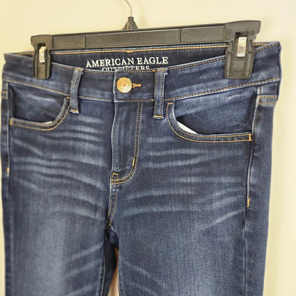 American Eagle 360 Super Stretch Jegging Crop Jeans Size 4 Starburst Distressed - Picture 3 of 11